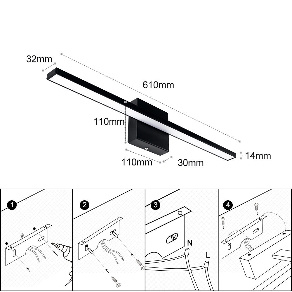 12W 20W 23.62IN 35.43IN Led Bath Toilets Bathroom Vanity Lights SY-V007