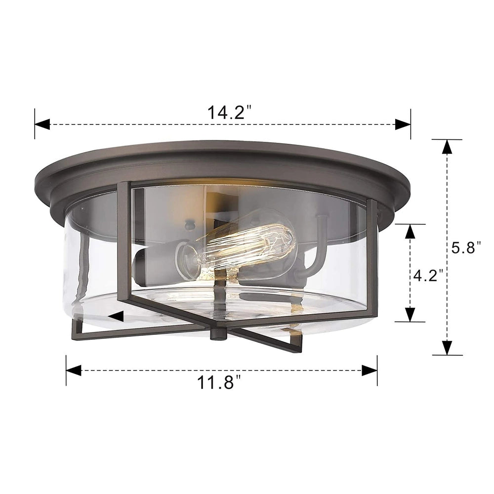 14 Inch Glass Overhead Lighting Bedroom Black Lantern Ceiling Light Fixtures SY-C001