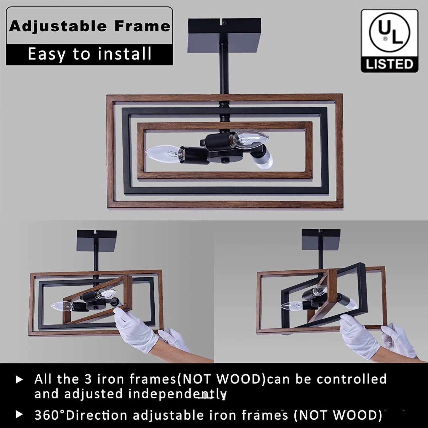 3 Lamps Modern Wooden Ceiling Hanging Light 16 Inch SY-C004