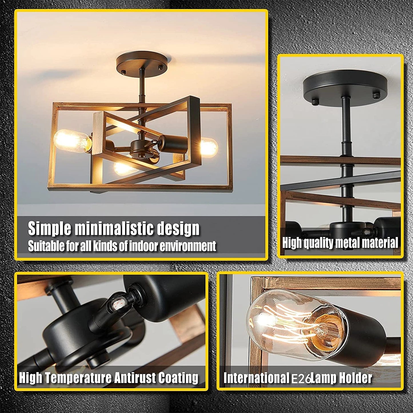 3 Lamps Modern Wooden Ceiling Hanging Light 16 Inch SY-C004