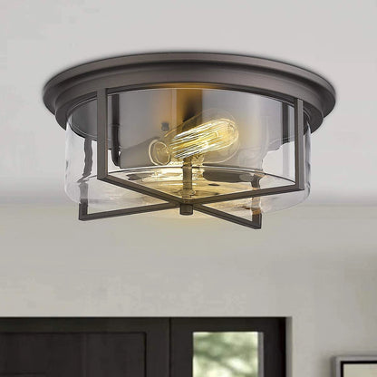 14 Inch Glass Overhead Lighting Bedroom Black Lantern Ceiling Light Fixtures SY-C001