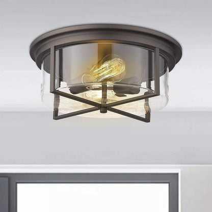 14 Inch Glass Overhead Lighting Bedroom Black Lantern Ceiling Light Fixtures SY-C001