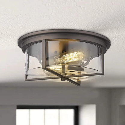 14 Inch Glass Overhead Lighting Bedroom Black Lantern Ceiling Light Fixtures SY-C001