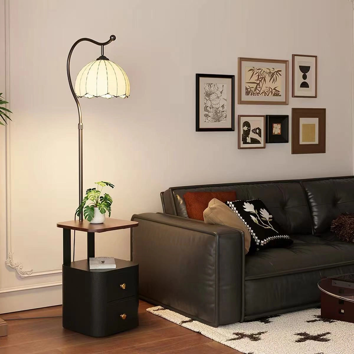 3CCT Tall Floor Lamp With Shelves Drawers Table SY-F001