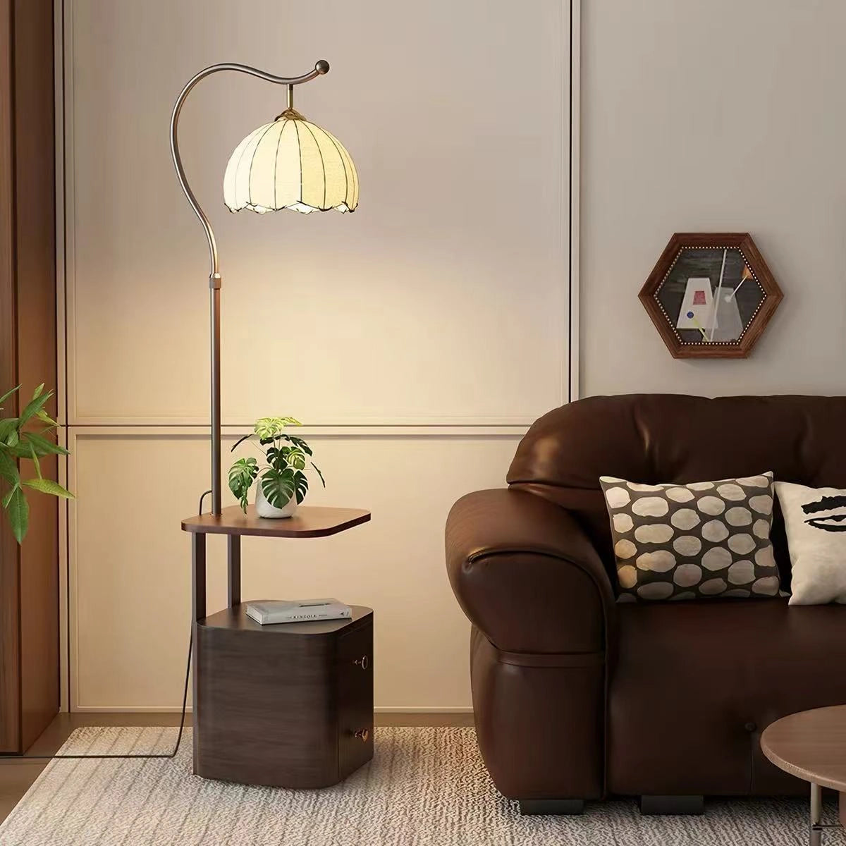 3CCT Tall Floor Lamp With Shelves Drawers Table SY-F001