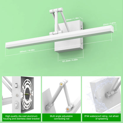 White 3CCT Vanity bathroom mirror light With Swing Arm SY-V015-WHITE