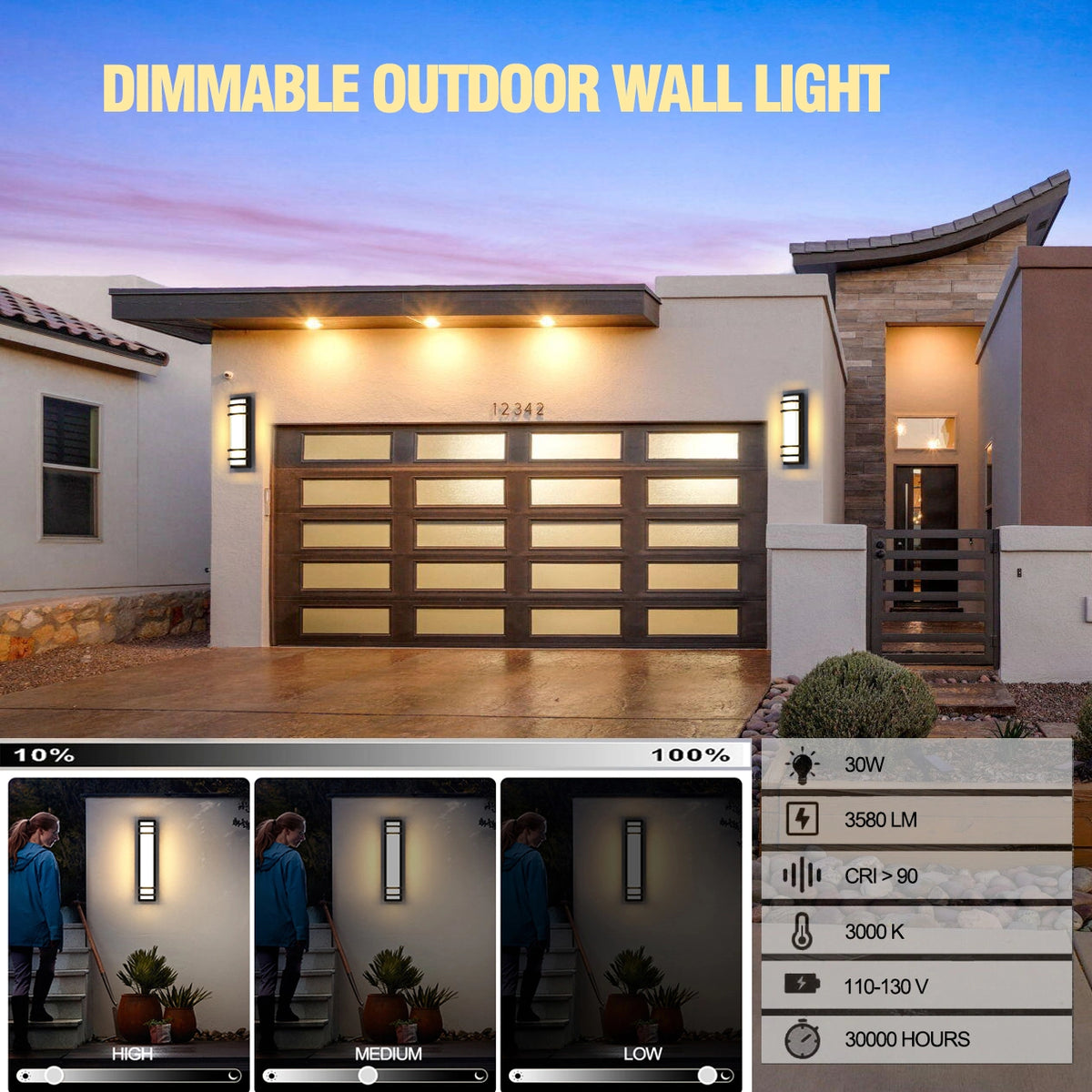 15.75 Inch Dimming Outdoor Wall Sconce Front Door Lights SY-O9044B-D
