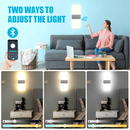 Smart Indoor Wall Lamp 12W Remote Control Sconce SY-I6558-App-Silver