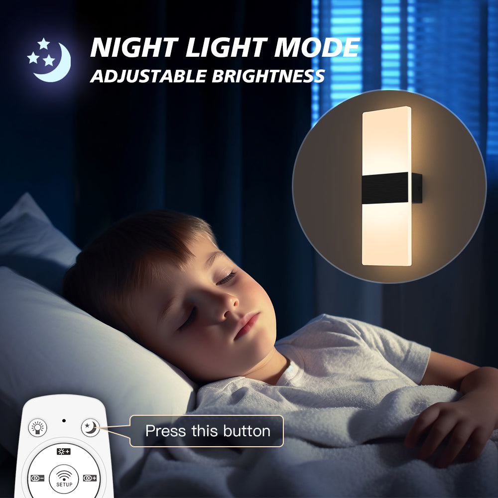 Smart Wall Lamps For Bedroom Living Room 12W Black Wall Sconce SY-I6558-App-Black