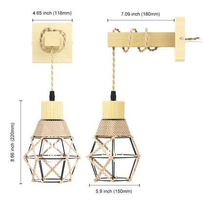 Hemp Rope Vintage Wall Sconce Lighting For Bedroom SY-W001