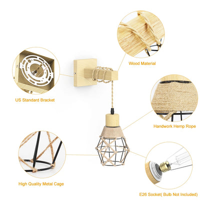 Hemp Rope Vintage Wall Sconce Lighting For Bedroom SY-W001
