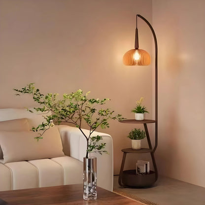 Wooden Floor Lamp For Living Room With Shelves SY-F002