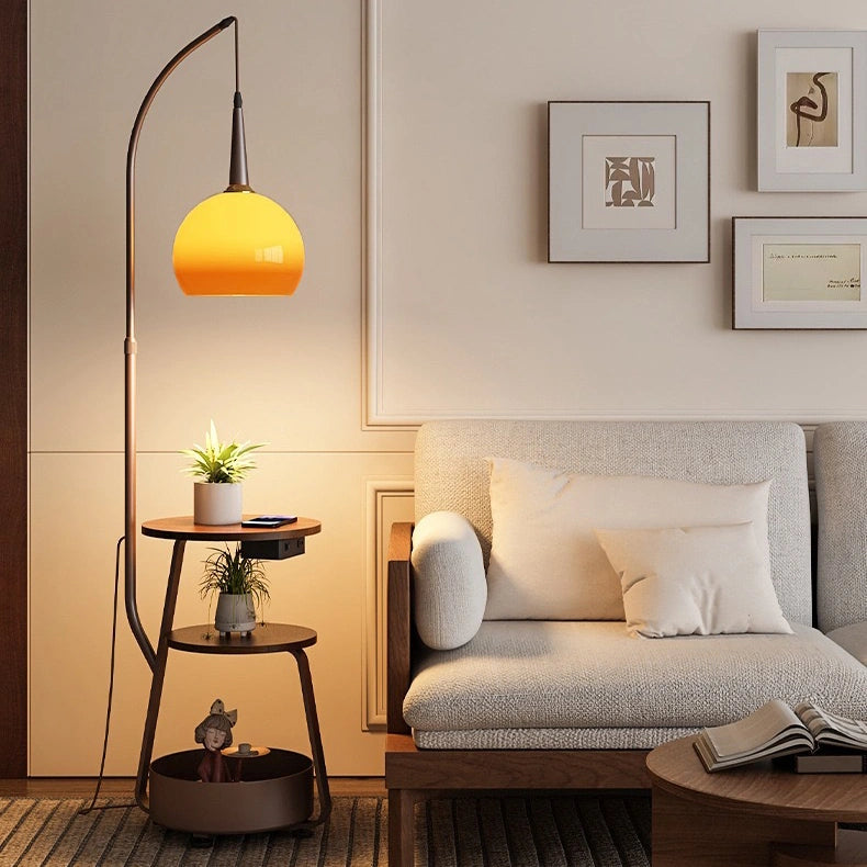 Wooden Floor Lamp For Living Room With Shelves SY-F002