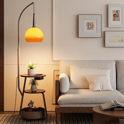 Wooden Floor Lamp For Living Room With Shelves SY-F002